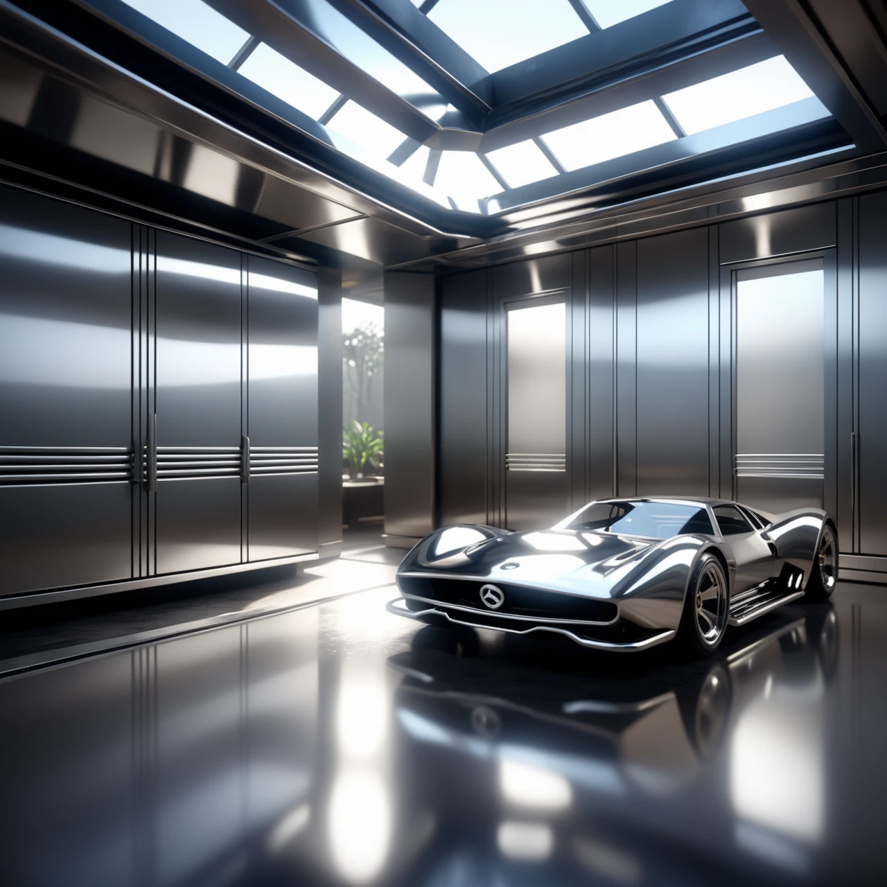 an interior made out of Jed-Steel, masterpiece, wallpaper engine, octane render ,  <lora:PolishedSteelStyle:0.7>