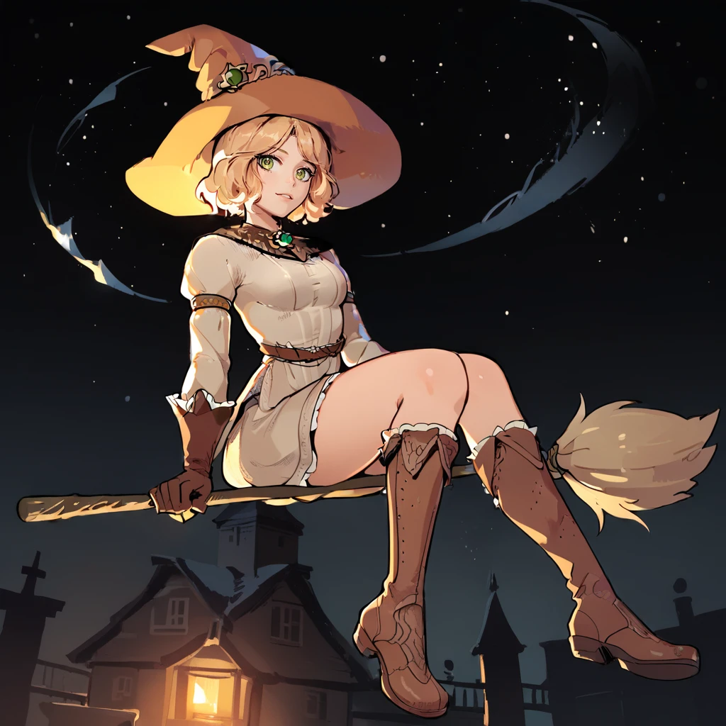 score_9,score_8_up,score_7_up,source_anime,
1girl,solo focus,cowboy shot,<lora:Ar (7):1>,roderika,elden ring,looking at viewer,brown gloves,dress,brown footwear,brooch,broom riding,sitting on broom,witch,witch hat,flying,in sky,from below,star \(sky\),night,halloween,