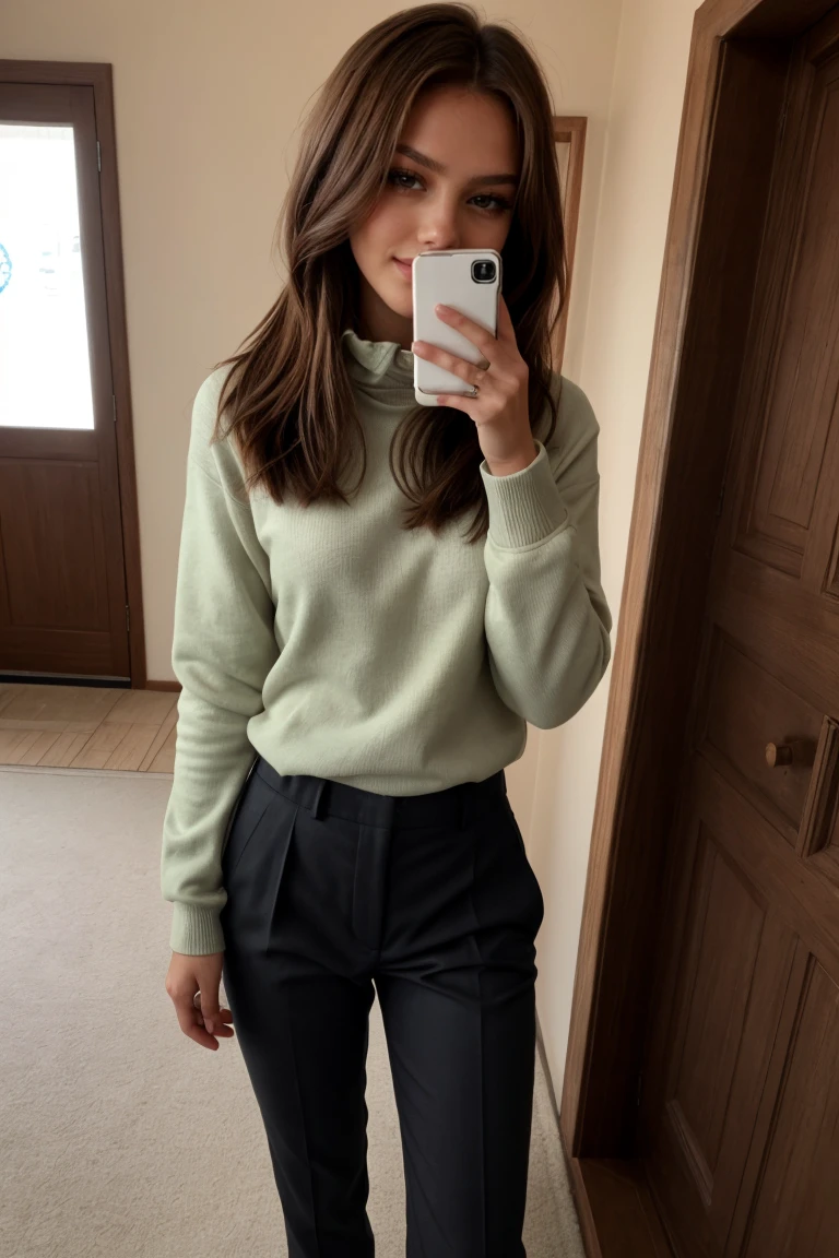 (Point-of-view shot:1.3) Tower13_Miri (A sultry gaze, a slightly parted lips, and a hint of a smile.:1.4) (skinny, slim, slender, narrow waist:1.3)BREAK (Wearing Chintz Lightweight pullover and golf pants:1.3) BREAK (At home in in Korea:1.3) ((Quality))<lora:exposure_control_v10:-0.3> <lora:more_details:0.3>