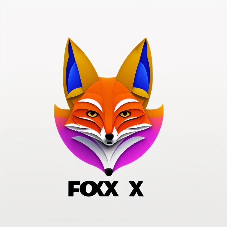 FRESHIDEAS Color 2.5D Style Logo,
("FOX" theme:1.9),featuring gradient colors to create a striking abstract logo. The design should reflect the modern Adobe Illustrator style,using a rich color palette of light blue,purple,red,and yellow gradients. Emphasis is placed on the axisymmetric layout using the color block technology,with the option to incorporate a three-dimensional look to add depth and impact.,