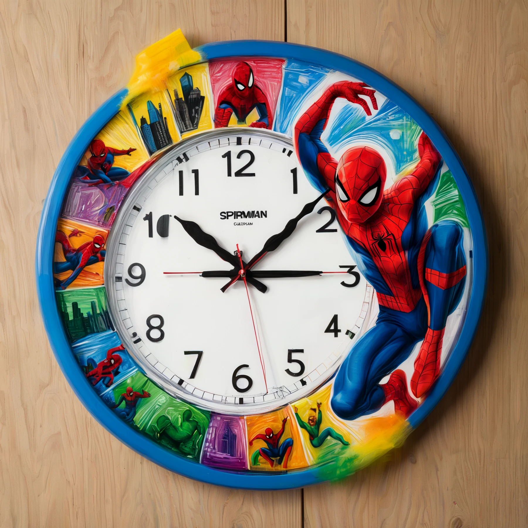 Color drawing of a colorful plastic clock featuring Spiderman.
<lora:PencilDrawEn01_CE_SDXL:0.6>