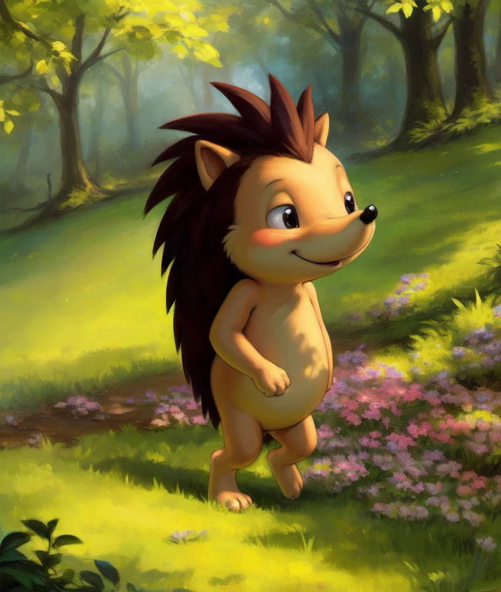 <lora:Basilthehedgehog:0.85>  Basilthehedgehog, hedgehog,  naced,   (chibi,)  (walking )
Male, Detailed multicolored skin, ( solo), [day,  forest, trees, meadows, grass, clouds,] solo focus, 
(beautiful, aesthetic, perfect, delicate, intricate), masterpiece, digital drawing, best quality, AS-YoungerV2:0.6, AS-YoungestV2:0.5,   
[by kenket|by totesfleisch8], by thebigslick:by silverfox5213:0.8], [by syuro, by paloma-paloma::0.2, (Tricksta, TotesFleisch8)