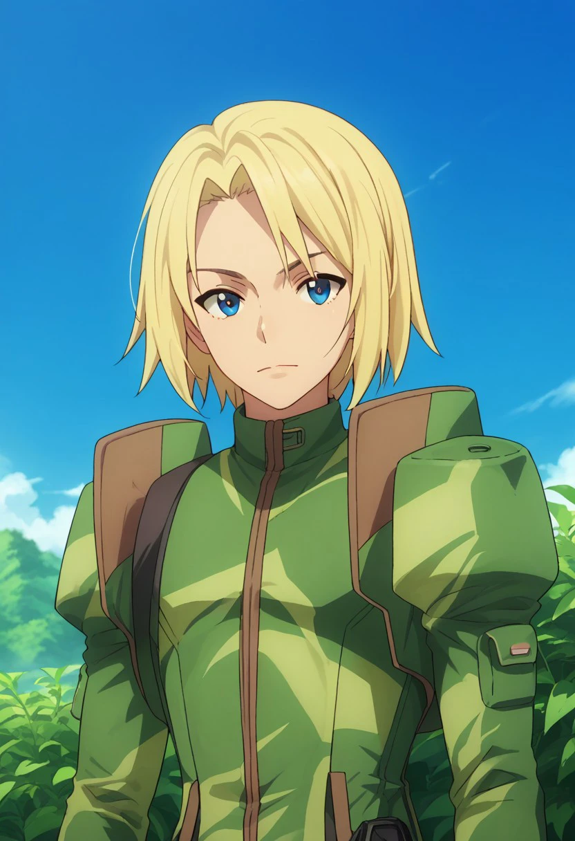 score_9, score_8_up, score_7_up, source_anime, highly detailed, 
quenser, solo, blonde hair, military, uniform, 1boy, military uniform,
male focus, upper body, green uniform, looking at viewer,
outdoor, sky, blue sky,