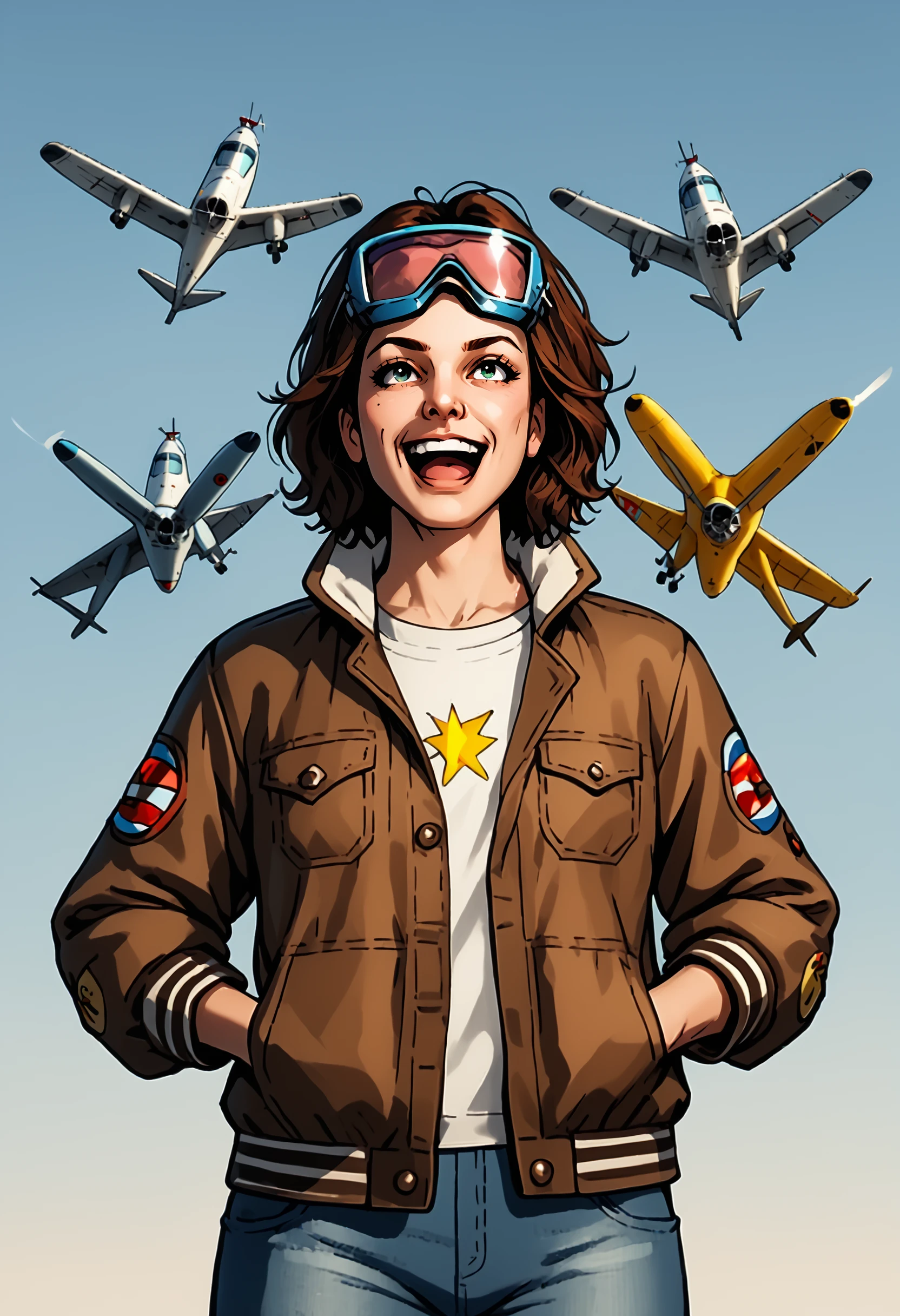 score_9, score_8_up, score_7_up, score_6_up, score_5_up, score_4_up, a kitten, with a bomber jacket and flight goggles in a biplane, positive, happy, no humans, animal focus