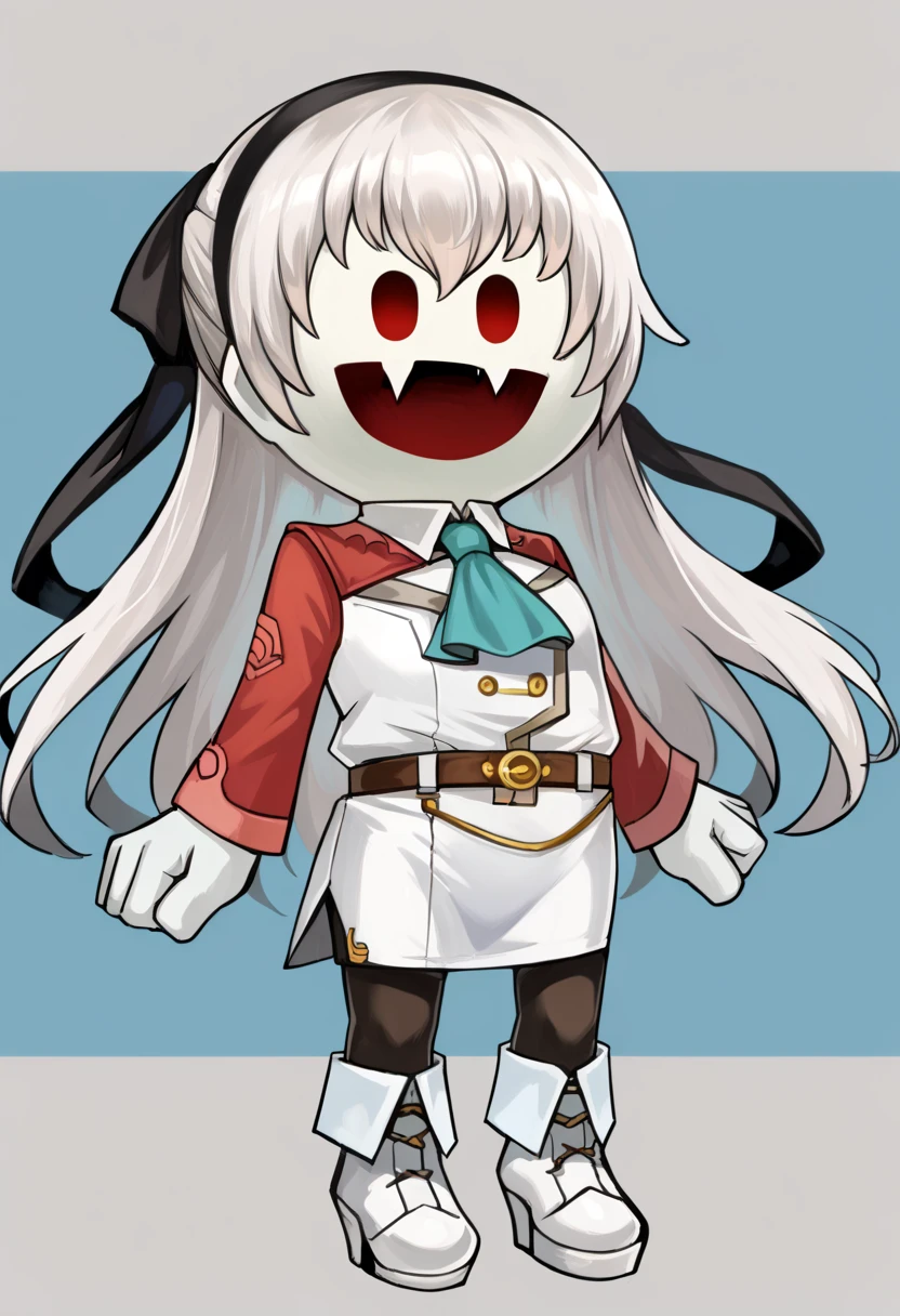score_9, score_8_up, score_7_up, source_anime, BREAK, solo, <lora:Jack-Frost-Maker-pdxl_Fp:1>, jackfrostmaker, open mouth, creature, fang, full body, white skin, <lora:elie-pdxl-nvwls-v1:1>, zeroElie, black hairband, hair ribbon, long hair, ascot, uniform, long red sleeves, white dress, pencil skirt, belt, black pantyhose, white boots, no humans, chibi,
