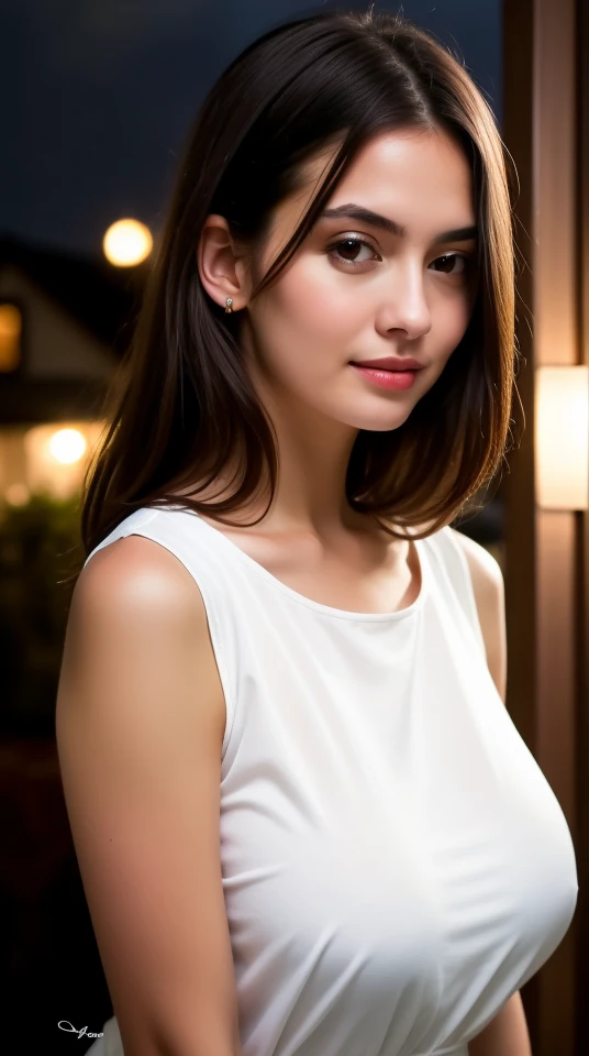 masterpiece, best quality, 8k, (looking at the viewer: 1.1), beautiful, hot, seductive, womam
woman with tanned skin,medium breasts, oiled black hair, (eye contact: 1.1), beautiful face, (detailed face: 1.2), (animated: 1.2), hyper detailed, best quality, ultra high resolution, brown hair , cozy house interior, photorealistic, high resolution, detailed , raw photo, 1girl, white clothes, night, city lights, rain