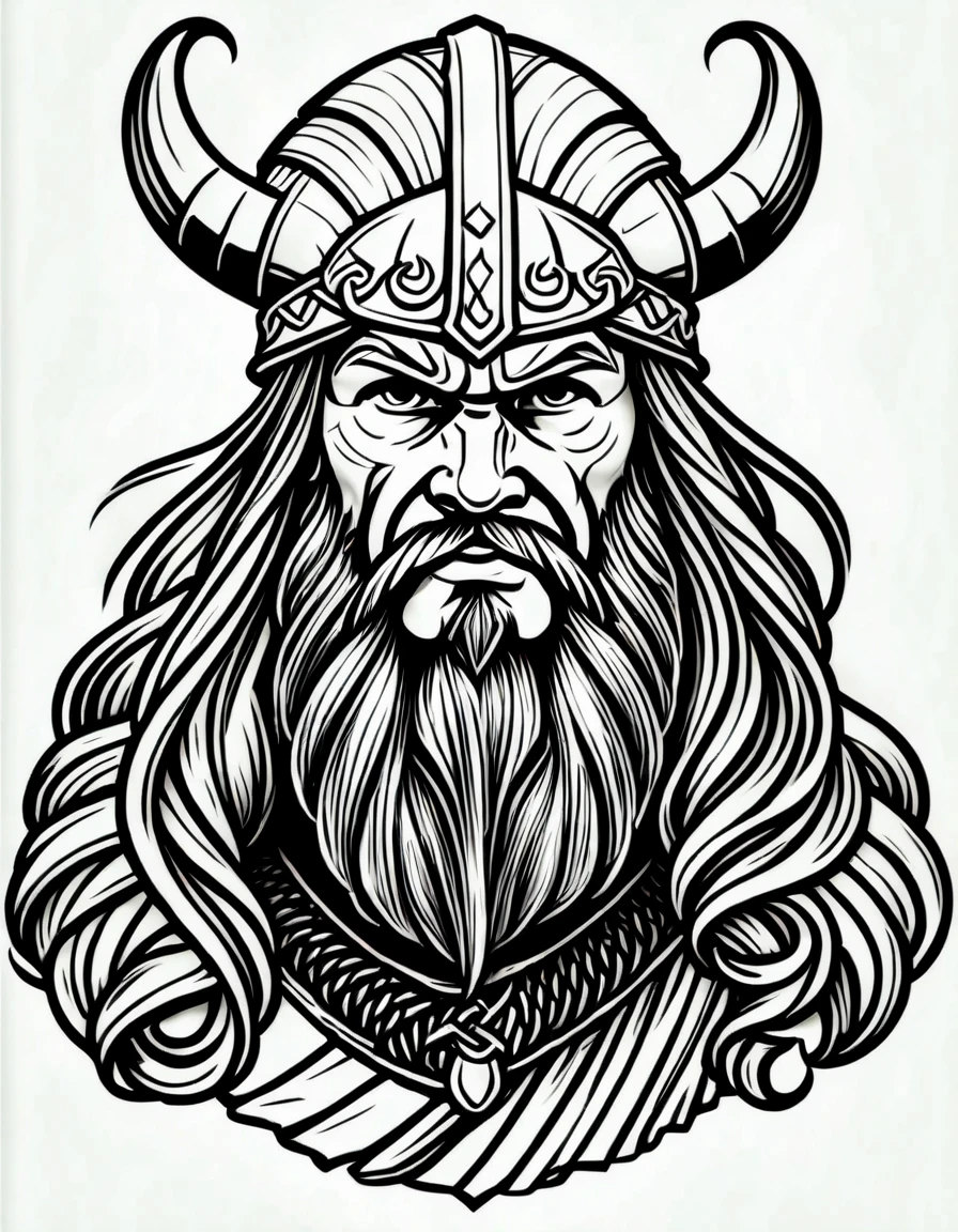 lineartlora, viking, portrait, lineart