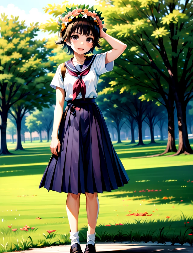 uiharu kazari, solo, standing, outside, 1girl  <lora:uiharu-kazari:1>