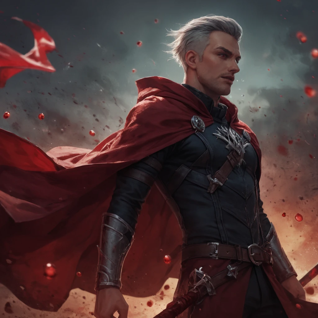 score_9, score_8_up, score_7_up, score_6_up, zPDXL, (1man, old male:1.2), evil blood mage, red robes, cape, hood, malicious expression, frail, red eyes, gray hair, buzz cut, Style-GravityMagic, portrait, looking down, solo, half shot, detailed background, detailed face, pale complexion, scarlet sigils swirling in the air, floating particles, blood droplets, particle effects, scarlet color scheme, blood sacrifice, blood spatters, red flames, in background, surrounded by crimson mist, sunset, symmetrical composition, epic atmosphere ,<lora:Concept Art Twilight Style SDXL_LoRA_Pony Diffusion V6 XL:0.8>, <lora:sinfully_stylish_SDXL>
