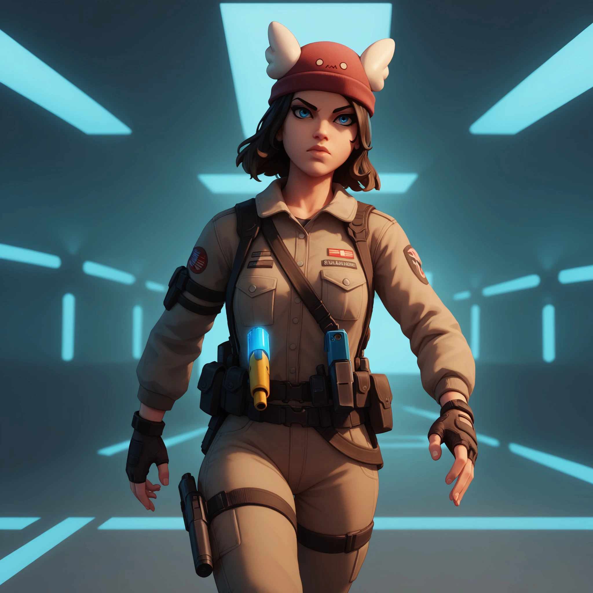 score_9, score_8_up, score_7_up, 1girl, Skye, Blue Eyes, hat, tactical gear, running through a high-tech facility, holding a pistol, laser grids, serious expression, dynamic action scene, <lora:b974cb6e-4c07-41c4-a938-157cfcafa6df:0.7>