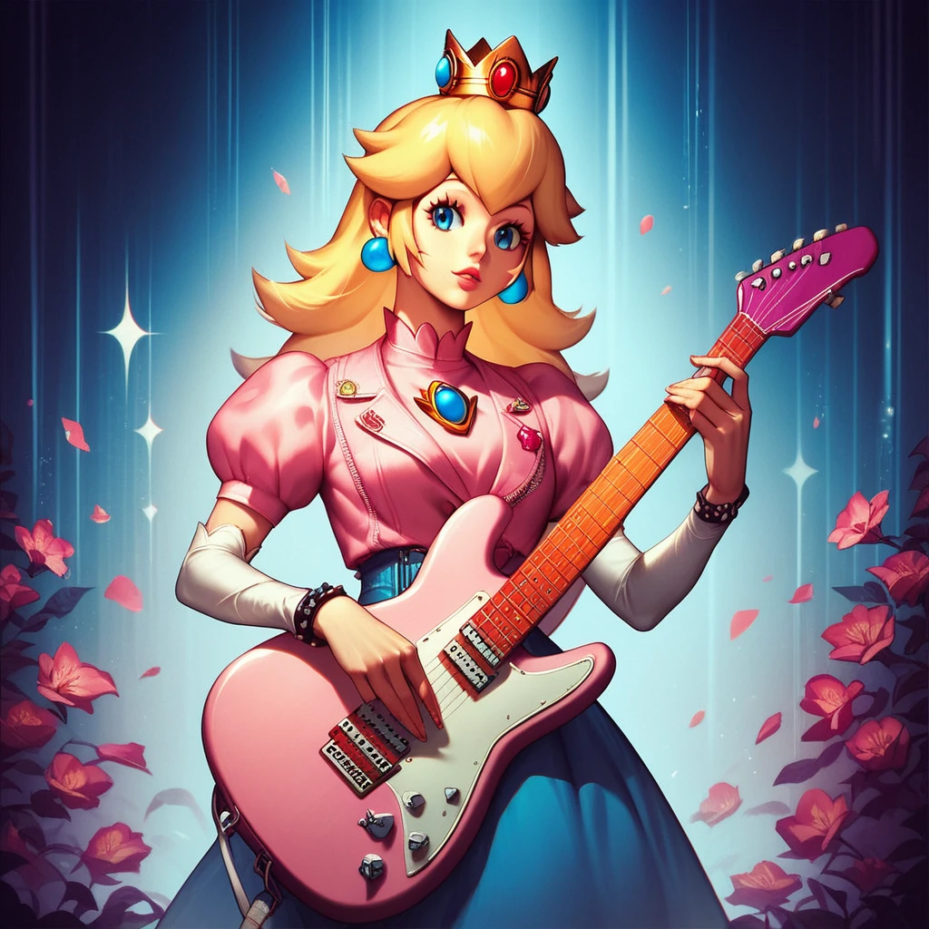 score_9, score_8_up, score_7_up, score_6_up, score_5_up, score_4_up, source_anime,  abf_cover, Princess Peach playing guitar,  <lora:ABF_AlbumCover:.8> , crown