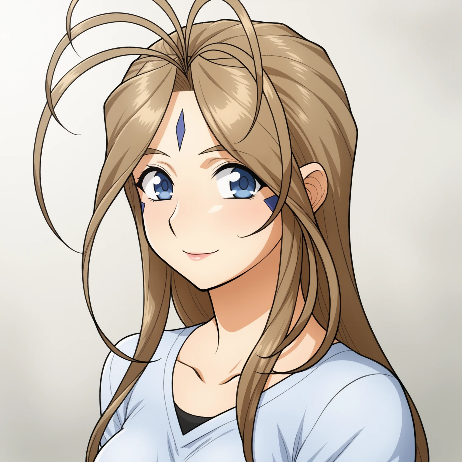 white background, Belldandy, upper body, looking at viewer