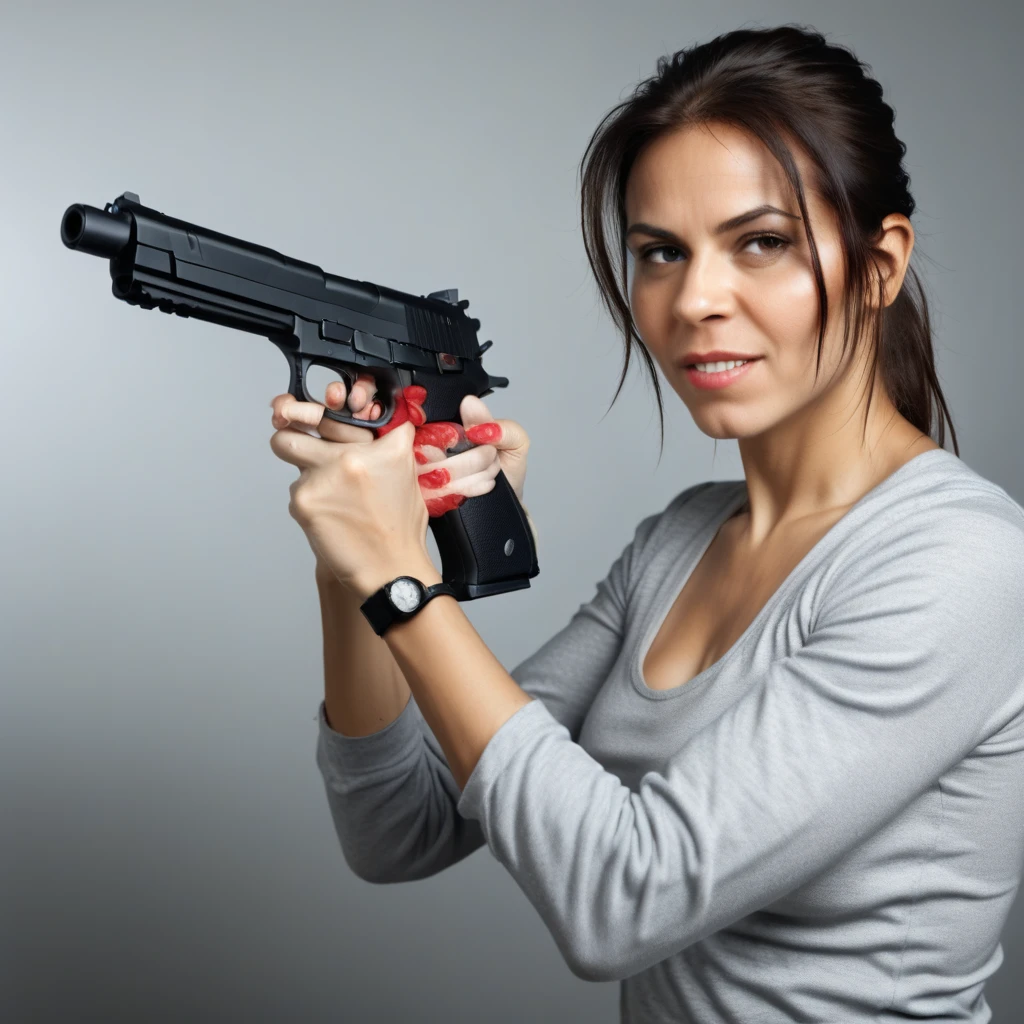 healthy and clean woman is prepping her gun