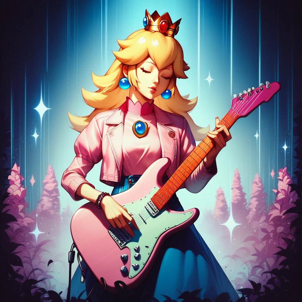 score_9, score_8_up, score_7_up, score_6_up, score_5_up, score_4_up, source_anime,  abf_cover, Princess Peach playing guitar,  <lora:ABF_AlbumCover:1> , crown