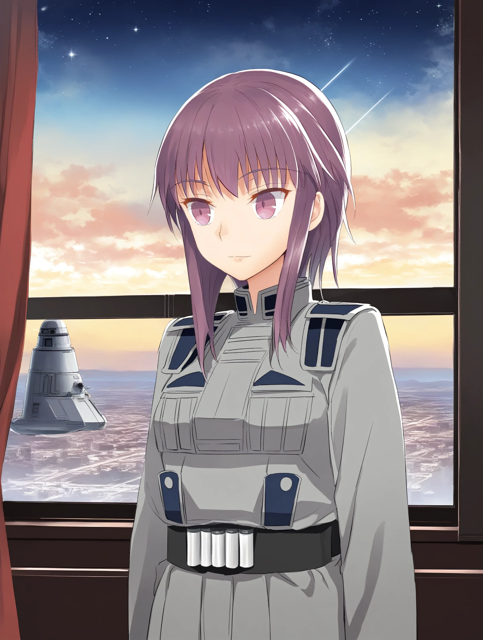 score_9, score_8_up, score_7_up,
1girl,solo,
 <lora:hinori-Kakuriyo.sfw.pony.v2:0.8> hinorikakuriyo, (ping hair, pink eyes,)
star wars, imperial uniform, uniform, star destroyer bridge, science fiction,  window,  sky, stars,