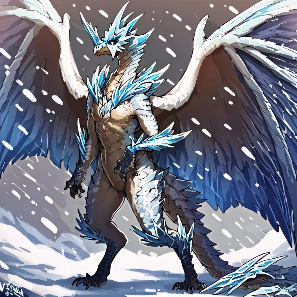 zPDXL BREAK
(authro:1.4),dragon,scalie,wyvern,countershading,feathers wings,solo,tail,white body,wings,<lora:Velkhana2-Adam8-ponyXL>,ice,scales,feathers,full body,snow,snowing,sheryama,standing,