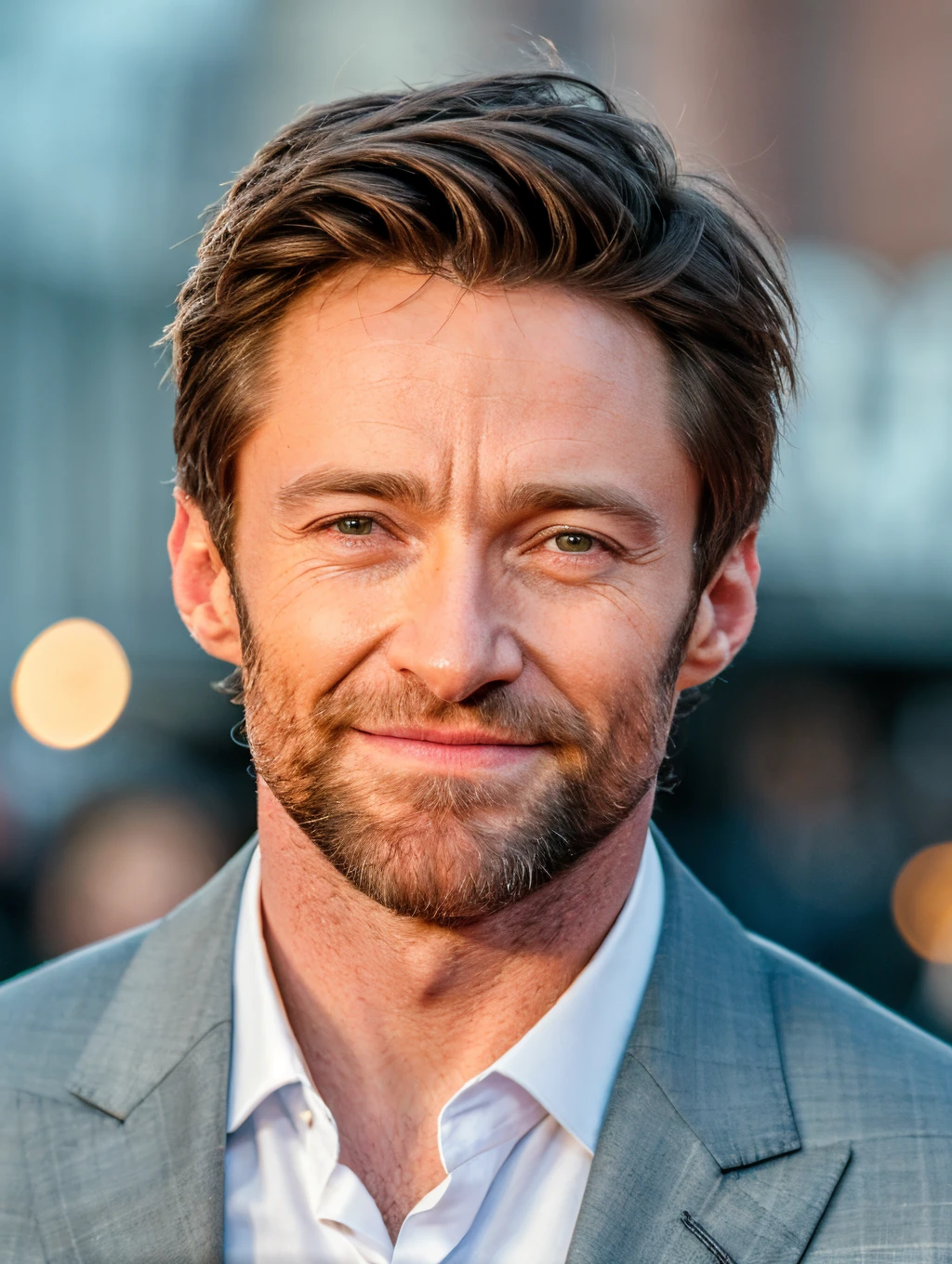 8k HD RAW High resolution photo of  hughj <lora:hughj-v1:0.8>, beard, at a premiere, posing for a picture