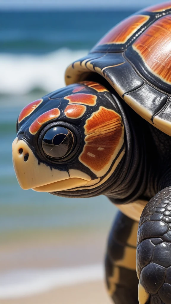 (Ansel Adams Style)  | |  | Turtle's face close-up with ancient eyes and wet shell against an ocean backdrop | 
(Artek_micro_II_b3yond_DolbyVision_vibrant_summer_macro_shot_style1_masterpiece:2)  