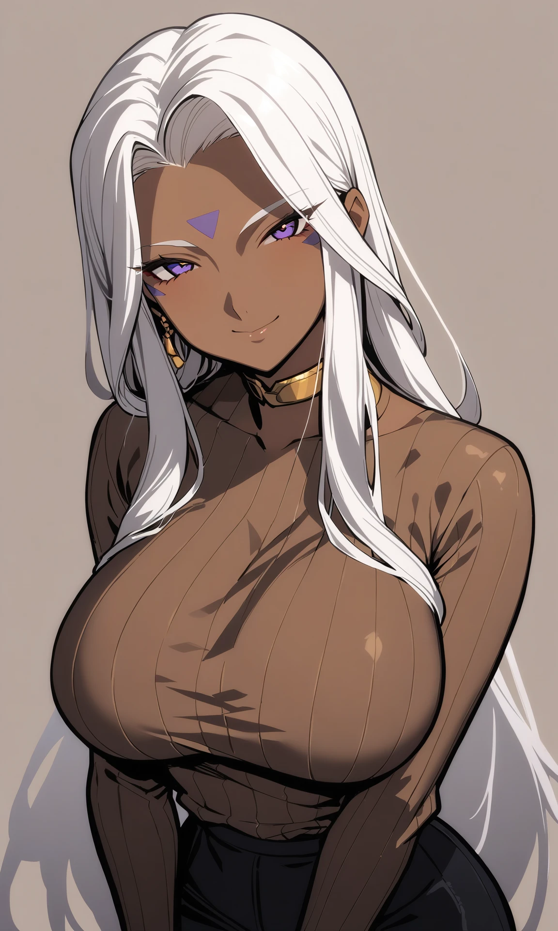Scott, ojos rojos, eyelashes, pelo blanco, pelo largo, Orejas de conejo, piel oscura, mujer musculosa, muslos, ,1 chica, Solo, parte superior del cuerpo, frente al espectador, mirando al espectador,nsfw,