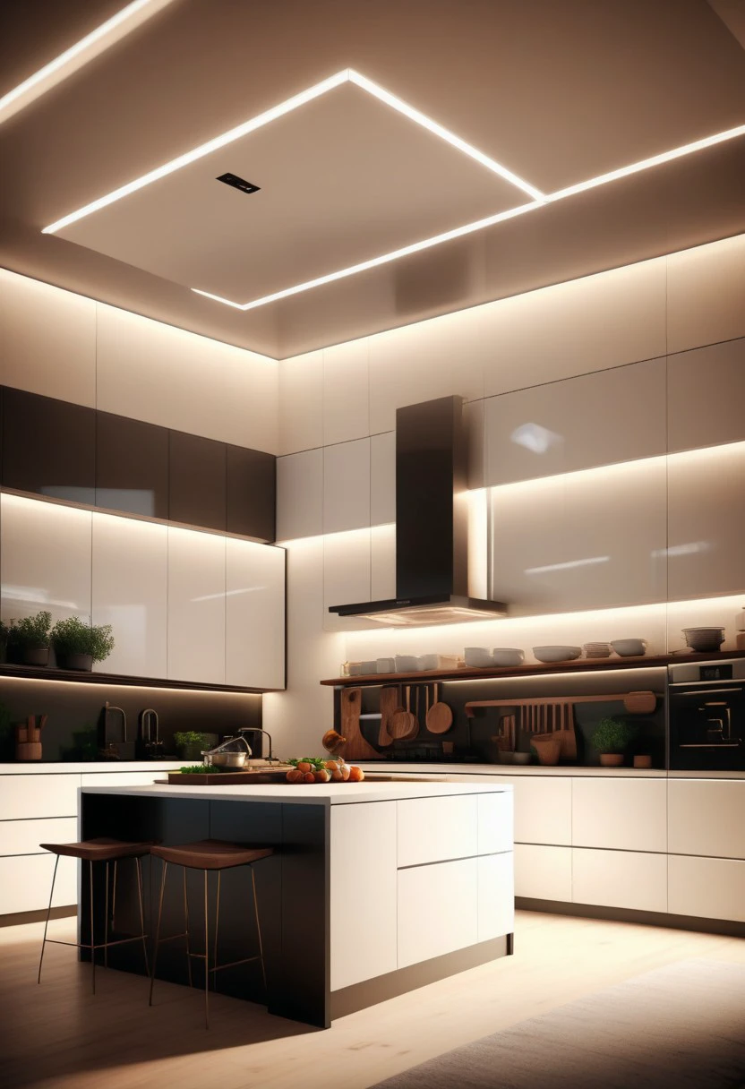 a Jed-Modern kitchen, masterpiece, full of details,ambient light, photorealistic, sharp and in focus