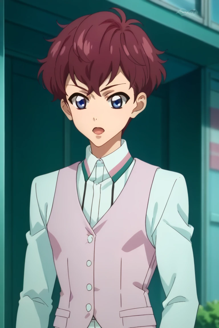 score_9, score_8_up, score_7_up, masterpiece, best quality, amazing quality, best aesthetic, ,absurdres,intricate details,male focus, solo
tsubasa sena, brown hair, blue eyes, white shirt, pink vest, solo, food, short hair, open mouth, wagashi, school uniform, dango, skewer, upper body<lora:EMS-420060-EMS:1.000000>