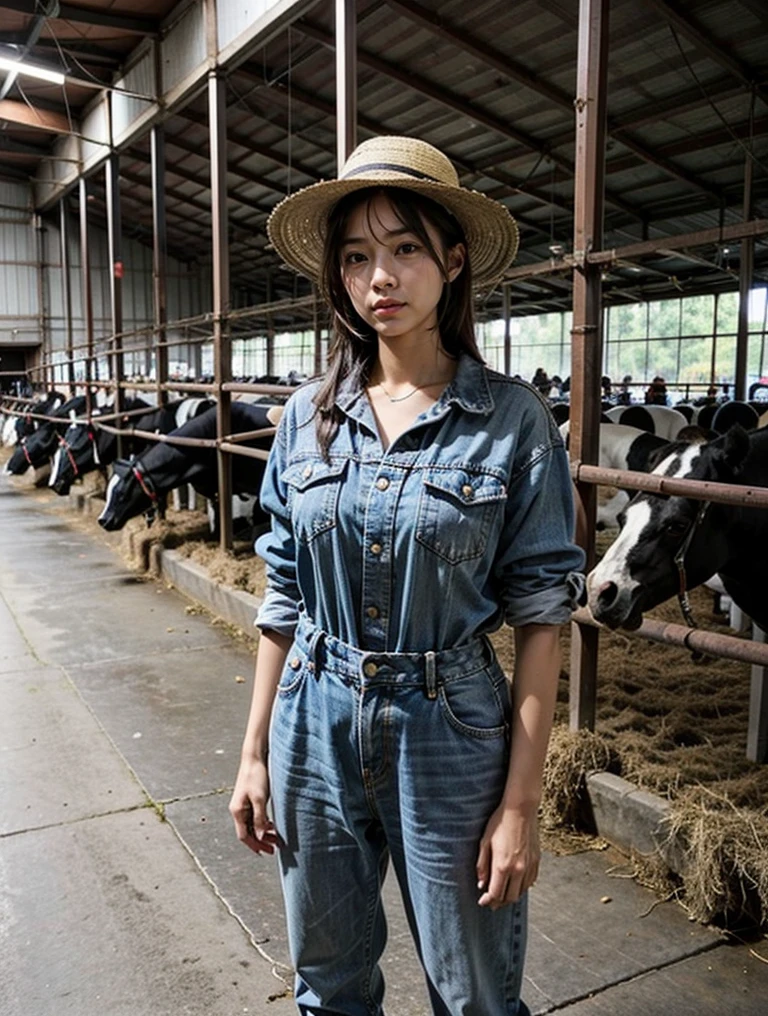 <lora:add_detail:0.5> (realistic, photo-realistic:1.3),
indoors, scenery, barn, hay, <lora:Farm_Shed-v1-000009:0.7>
1girl, asian female, standing, denim jumpsuit, straw hat,