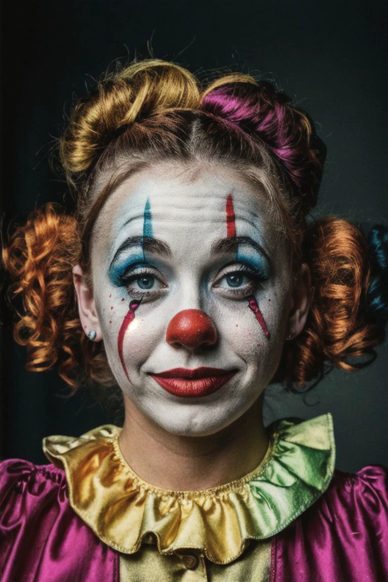 8k, RAW Editorial Photo, 
young clown women together,