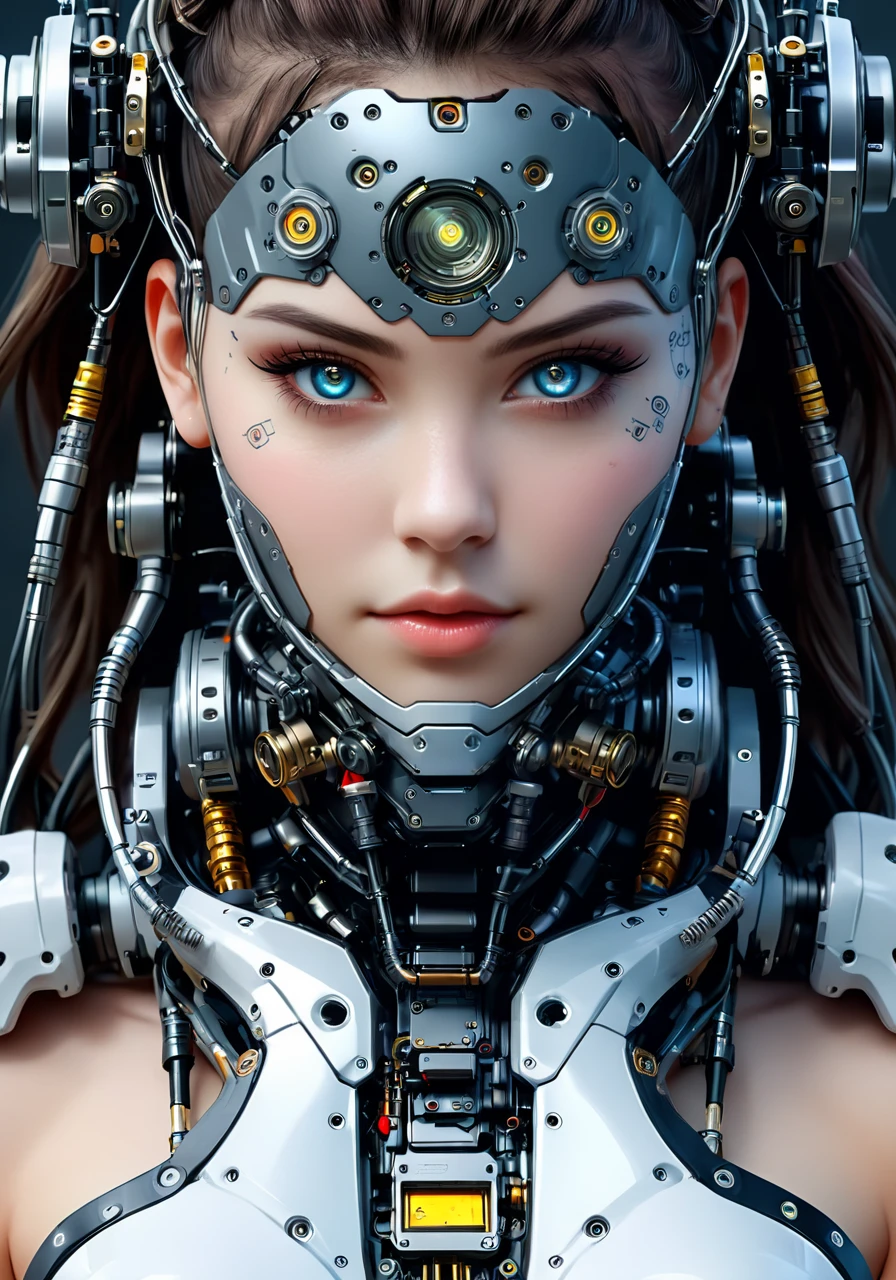 a diagram of a cyborg girl, <lora:excybertechsdxl:0.6>, excybertechsdxl, best quality, masterpiece, mechanical parts, detailed, intricate, camera eyes