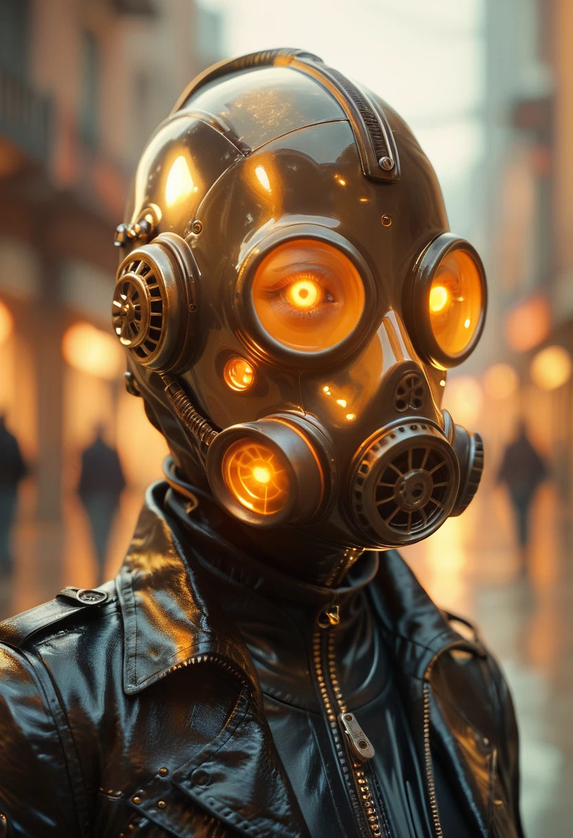 score_9, score_8_up, score_7_up, jacket, shiny, armor, blurry, orange eyes, mask, glowing, helmet, zipper, science fiction, realistic, leather, leather jacket, gas mask, tube
 <lora:Gas_mask-000009:0.8>