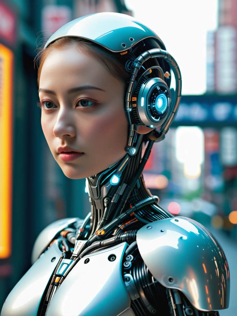 portrait, woman, alien, strange, future tech, implanted cyborg, futurism, biotech, biohack, cybernetic, machine and human fusion, dynamic pose, mechanical human, mechanoid, android, unreal engine, ray tracing, Anti-Aliasing, Anisotropic Filtering, Depth of Field, Bump Mapping, 3D Texture Mapping, God Rays, Global Illumination, Total Clarity, Well-Defined Edges, Perfectly Focused, absurdres,