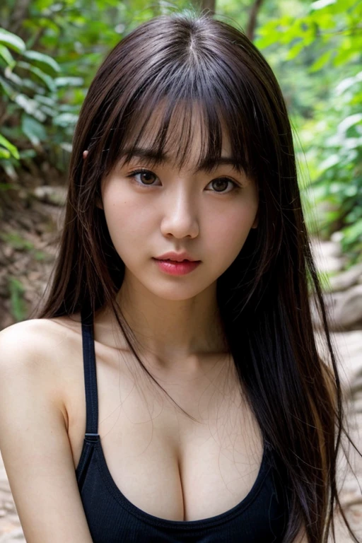 hiking,, korea japanese chinese woman face, sexy face and perfect eyes, asian girl face , sexy woman , big eyes,  sexy breast , <lora:uka_lora_20231222_1848:0.75>, uka, uka face, <lora:LCM_LoRA_Weights_SD15:0.3> ,uka,