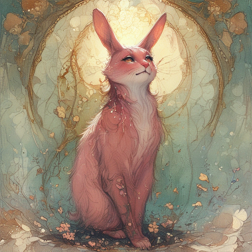 score_9, score_8_up, score_7_up, rating_questionable,score_9, score_8_up, score_7_up, BREAK bunny,pink fur , no humans,(Art Noveau), ArsMJStyle, <lora:ArsMJStylePony_-_Art_Nouveau-000009:1.5>
