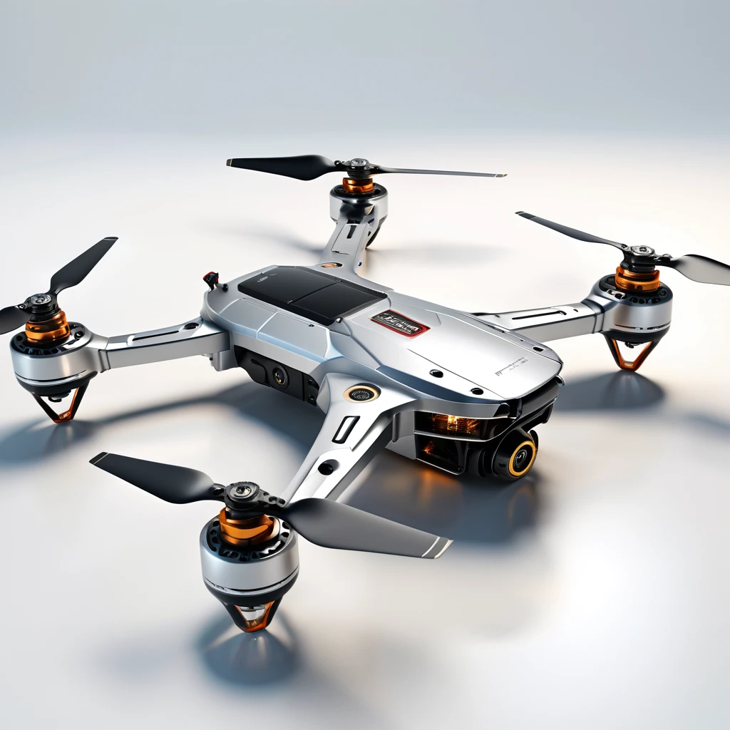 Drone,four rotors,foldable,silver body,black rotor,technology,Individual object,a computer rendering,white_background,octane render,morphyrichards {masterpiece},{best quality},highres,8k,wlop,stunning,much detail,UHD,
