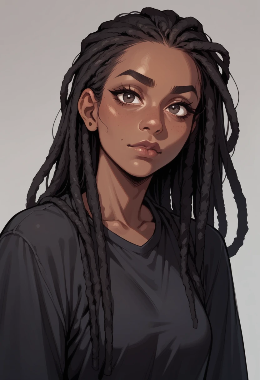 score_9, score_8_up, score_7_up, score_6_up, hud_dr3adlocks, 1girl, dark skin, black hair, long hair, dreadlocks, <lora:dr3ads-000008:0.8>,