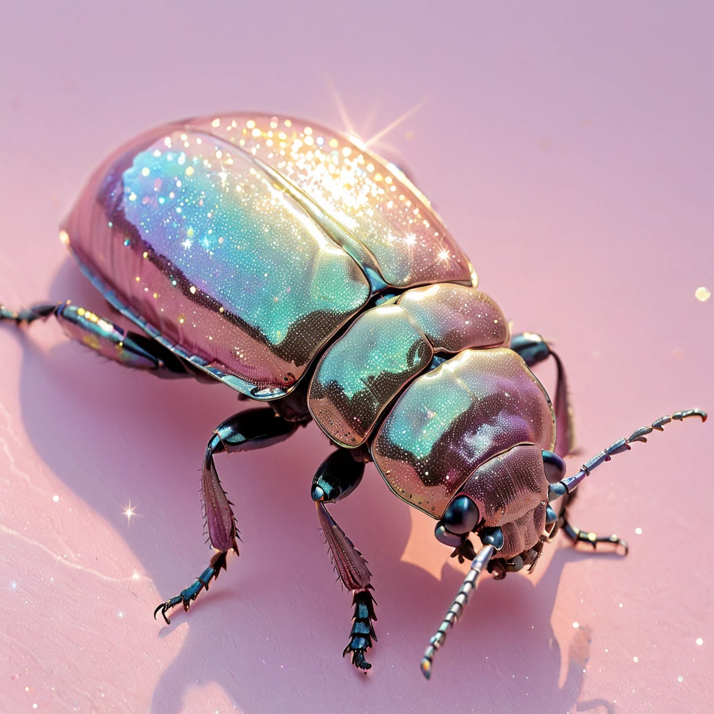 <lora:gl1tt3rSDXL:1> gl1tt3r, glitter, iridescent, no humans, sparkle, beetle