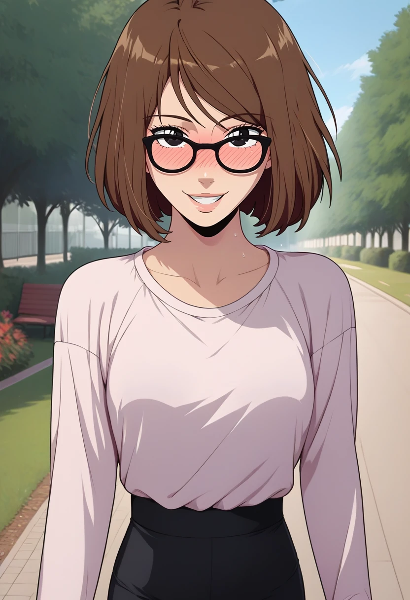 score_9, score_8_up, score_7_up,score_6_up, source_anime,park,white shirt, oversized shirt,walking,g4n1m3,
BREAK
samyoung, brown hair, short hair, smile, blush, in heat,black eyes,standing,breasts,looking at viewer, glasses,leggings,slim waist, <lora:samara-06:0.8> <lora:g4n1m3XLP:1>