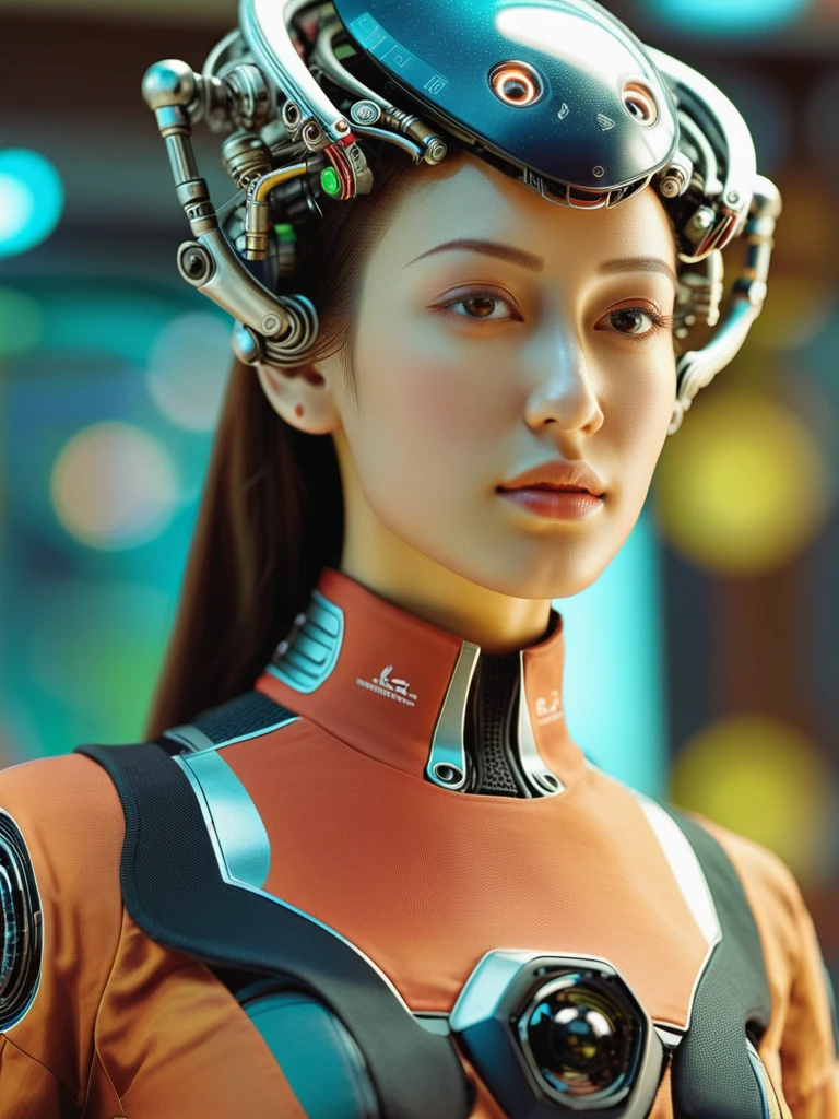 portrait, woman, alien, strange, future tech, implanted cyborg, futurism, biotech, biohack, cybernetic, machine and human fusion, dynamic pose, mechanical human, mechanoid, android, unreal engine, ray tracing, Anti-Aliasing, Anisotropic Filtering, Depth of Field, Bump Mapping, 3D Texture Mapping, God Rays, Global Illumination, Total Clarity, Well-Defined Edges, Perfectly Focused, absurdres,