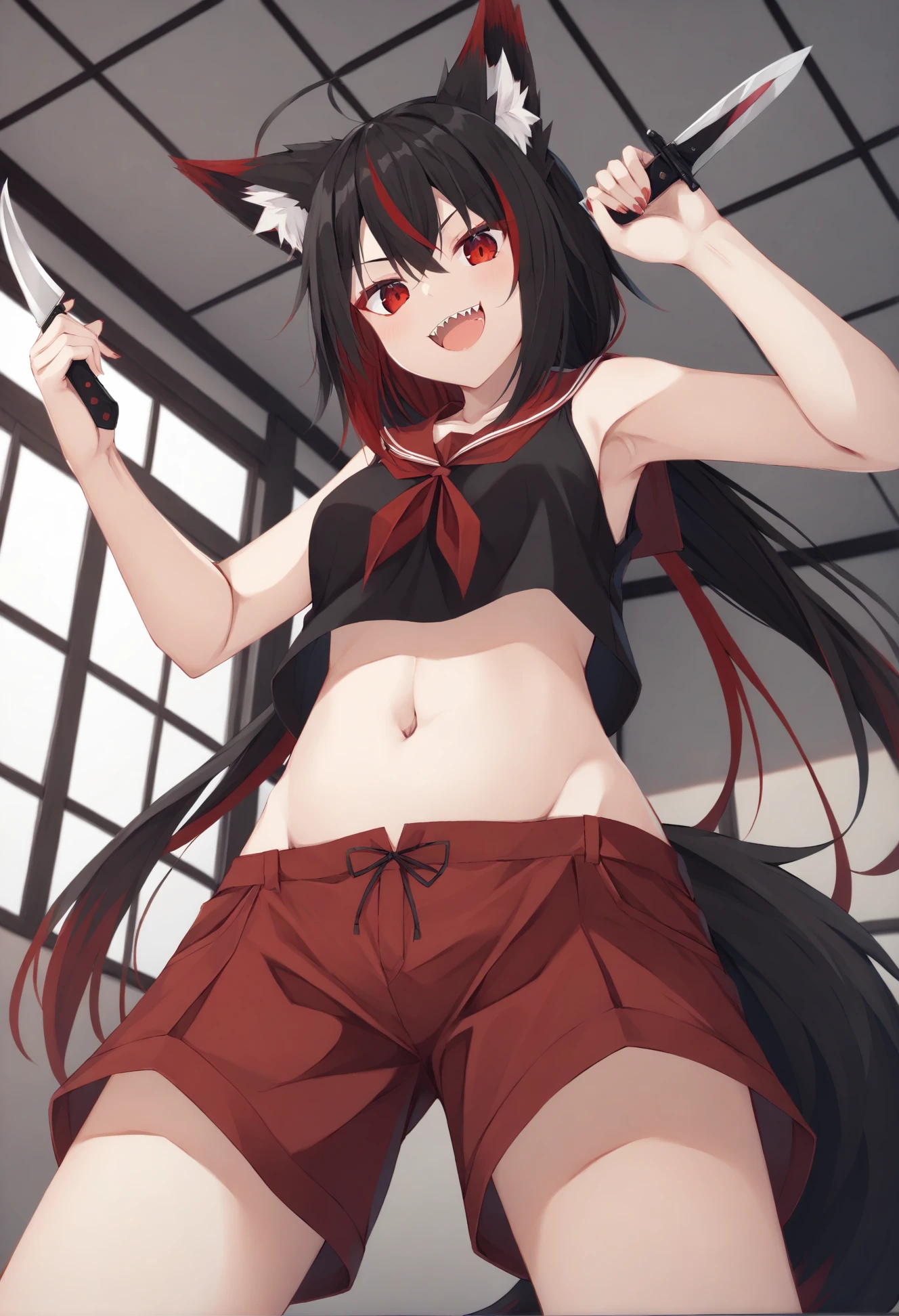 score_9,score_8_up,score_7_up, source_cartoon, source_furry, furry girl, wolf, black hair, punk hairstyle, huge long spiky ponytail, anime style, ((small breasts, flat chest)), red eyes, makeup, eyeshadows, ((deep red bikini ruffled triangle, high cut bottom, star necklace, deep red sarong on hips)), high quality, detailed body, detailed eyes, detailed face, masterpiece, glistening body, detailed body fur, best quality, two tone body, gray fur, clear gray fur, perfect lighting, perfect shadows, perfect eyes, perfect hair, perfect face, gorgeous body, skinny, sassy expression, glowing red eyes, dynamic action shot, thicker lines, uperbody, solo, Dungeon, aeghao, tongue out, saliva, from above, motion blur, sexy, sweat, low angle, ((werewolf grabbing her whole body, surrounded by werewolfs, vaginal sex, huge cum, semen, sex from behind, gangbang, retrained by werewolf)), interspecies mating, shy, werewolf with furry girl, lick a whole body, low angle, kiss, cum on whole body, summise, shaft kiss,  