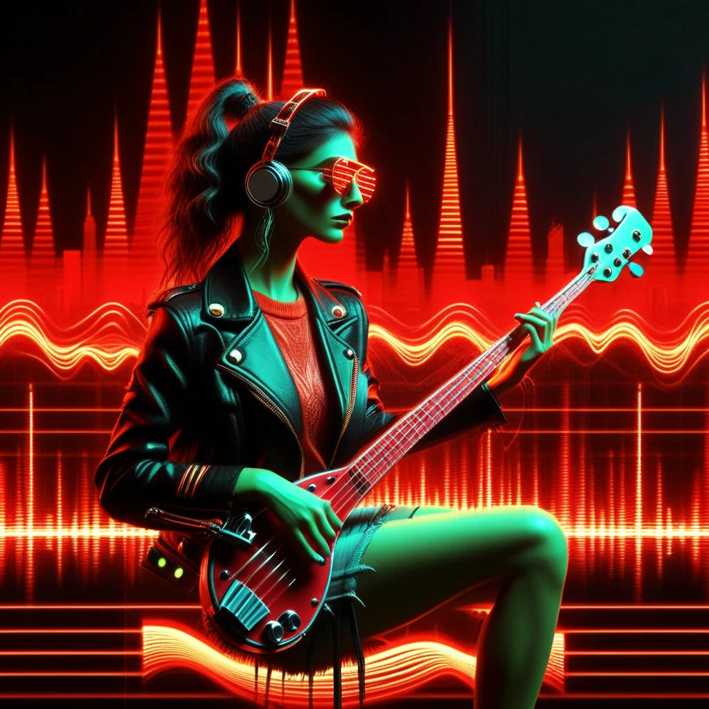 woman, banjo, neon, soundwaves, cool, realistic, music, album cover, abf_cover <lora:ABF_AlbumCover_2:1.1>, realistic,  <lora:add-detail-xl:.4>, red, city, sunglasses