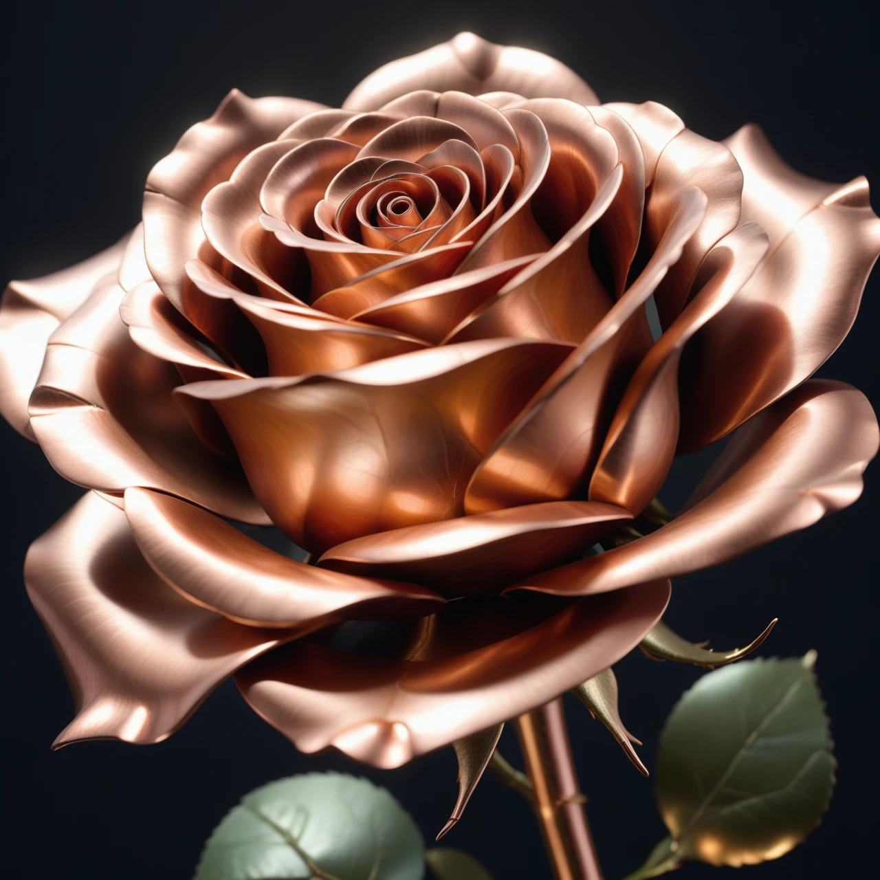 a rose made out of Jed-ANC, masterpiece, full of details, ambient light, sharp and in focus,  <lora:ArtNouveauCopperStyle:0.7>