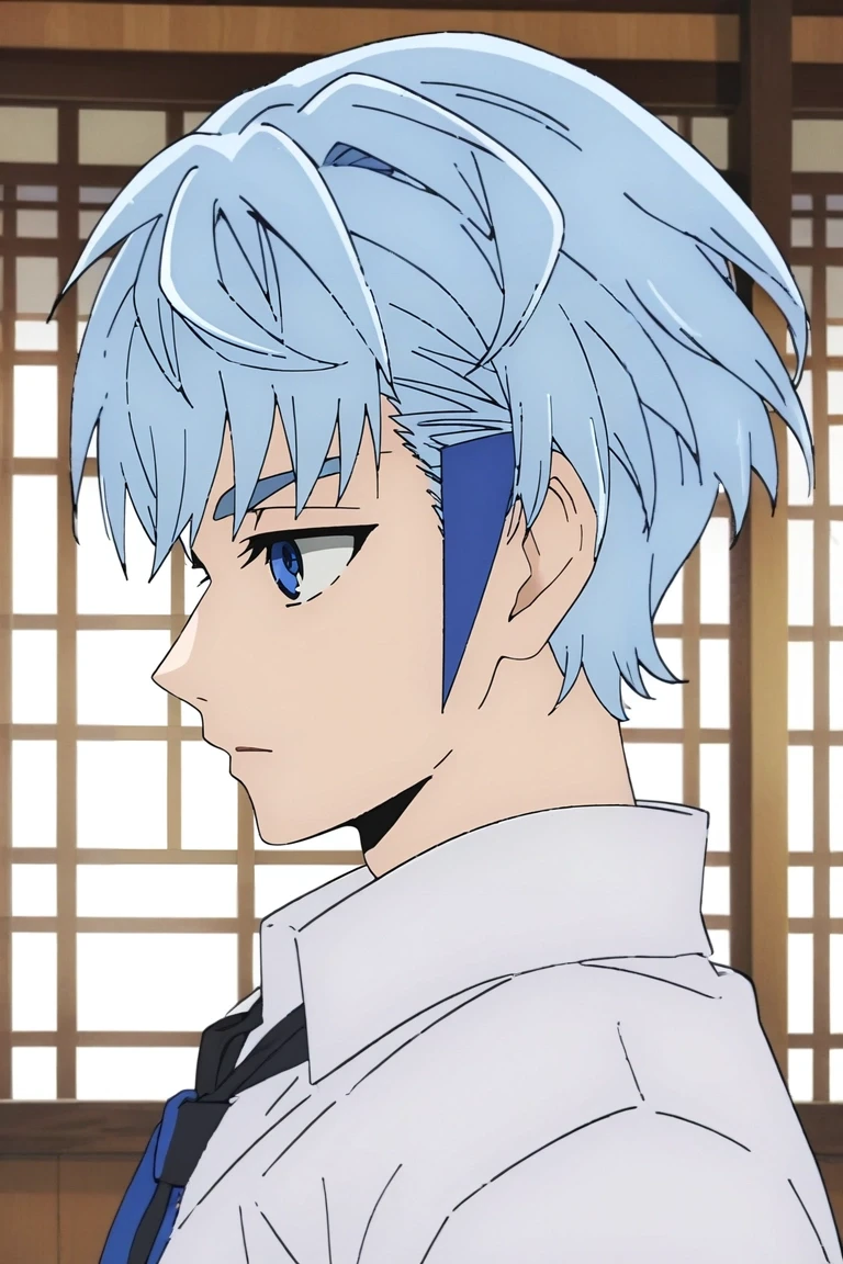 score_9, score_8_up, score_7_up, , rating_safe, , anime screencap, , official style, , , 1boy, solo, male focus, <lora:aguero_agnes_khun_pony:0.98>, aguero_agnes_khun, blue hair, blue eyes, short hair, , , profile, dojo, indoors, light, arms at sides, speaking, talking, ,, <lora:sdxl_lightning_8step_lora:1>