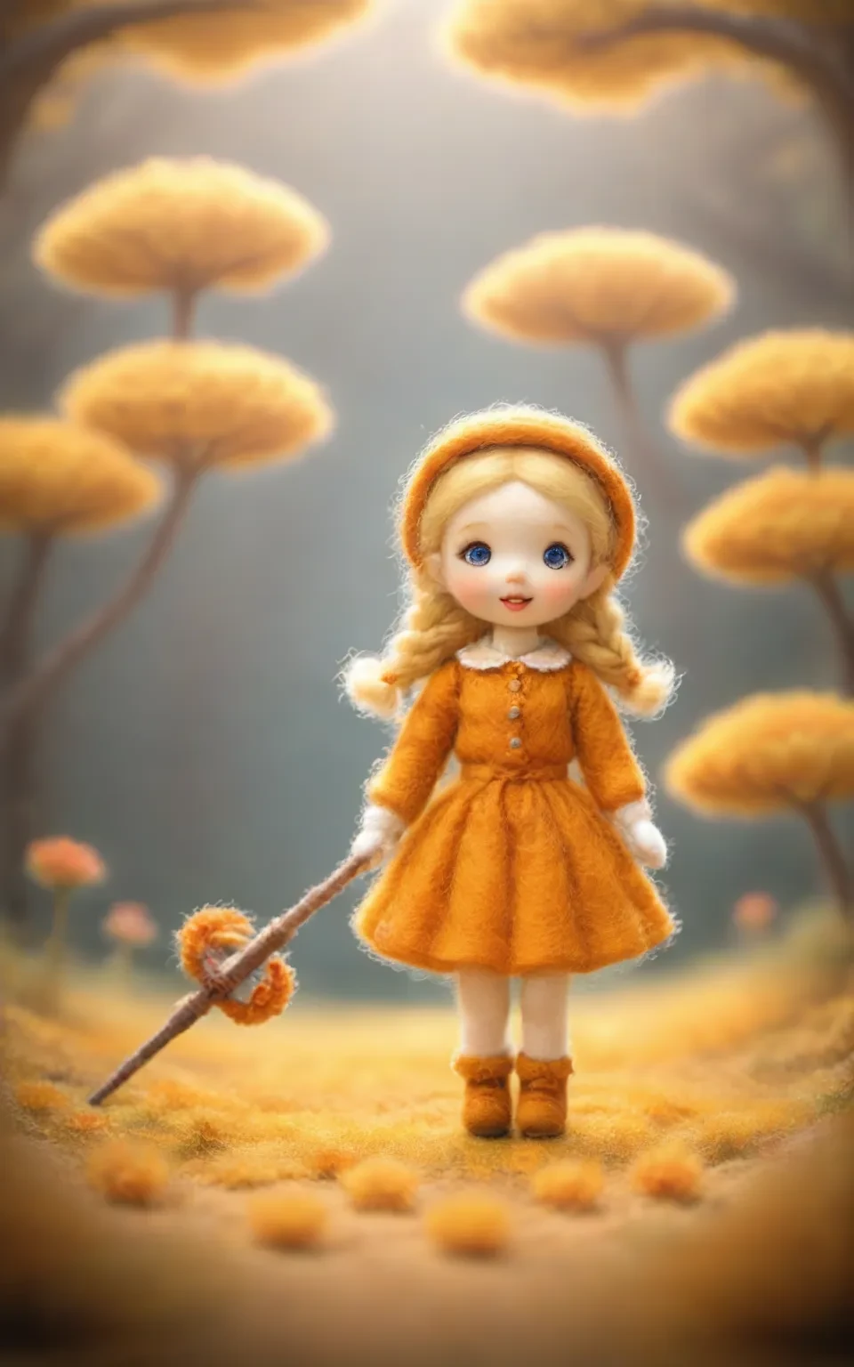 1girl, 
maozhan
masterpiece, white gloves, orange dress, blue eyes, solo, braid, teeth, pantyhose, hat, holding staff, upper teeth only, twin braids, parted bangs, brown hat, shoes, staff, looking at viewer, puffy sleeves, green pantyhose, black footwear, full body, standing, long hair, low twin braids, blonde hair, open mouth, dress, holding, juliet sleeves, long sleeves, gloves, :d, smile, 
newest, absurdres, safe
 <lora:maozhan:1>