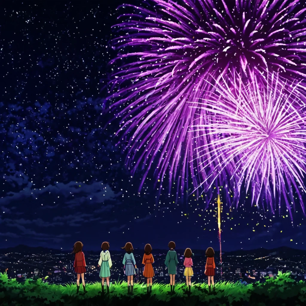 anime artwork of  <lora:Majinga style:1>
In anime manga universe, a different unique scene of a group of people standing around a firework display, animation style, cartoon, video animation, animated cartoon style, cinematic animation style, visual stunning, Majinga style, sensitive, 1girl, solo, hat, fireworks, general, multiple girls, 2girls, outdoors, sky, japanese clothes, kimono, night, night sky, aerial fireworks
, anime style, key visual, vibrant, studio anime,  highly detailed