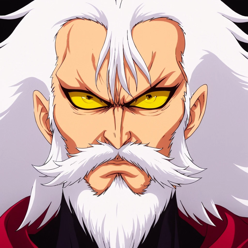 anime artwork of  <lora:Majinga style:0.1>
 <lora:Dr. Hell:1>
Dr. Hell antagonist a close up of a person with a beard, Great Marshall of Hell, animation style, cartoon, video animation, animated cartoon style, cinematic animation style, visual stunning, Majinga style, solo, 1boy, yellow eyes, white hair, male focus, facial hair, portrait, beard, mustache, long beard
, anime style, key visual, vibrant, studio anime,  highly detailed