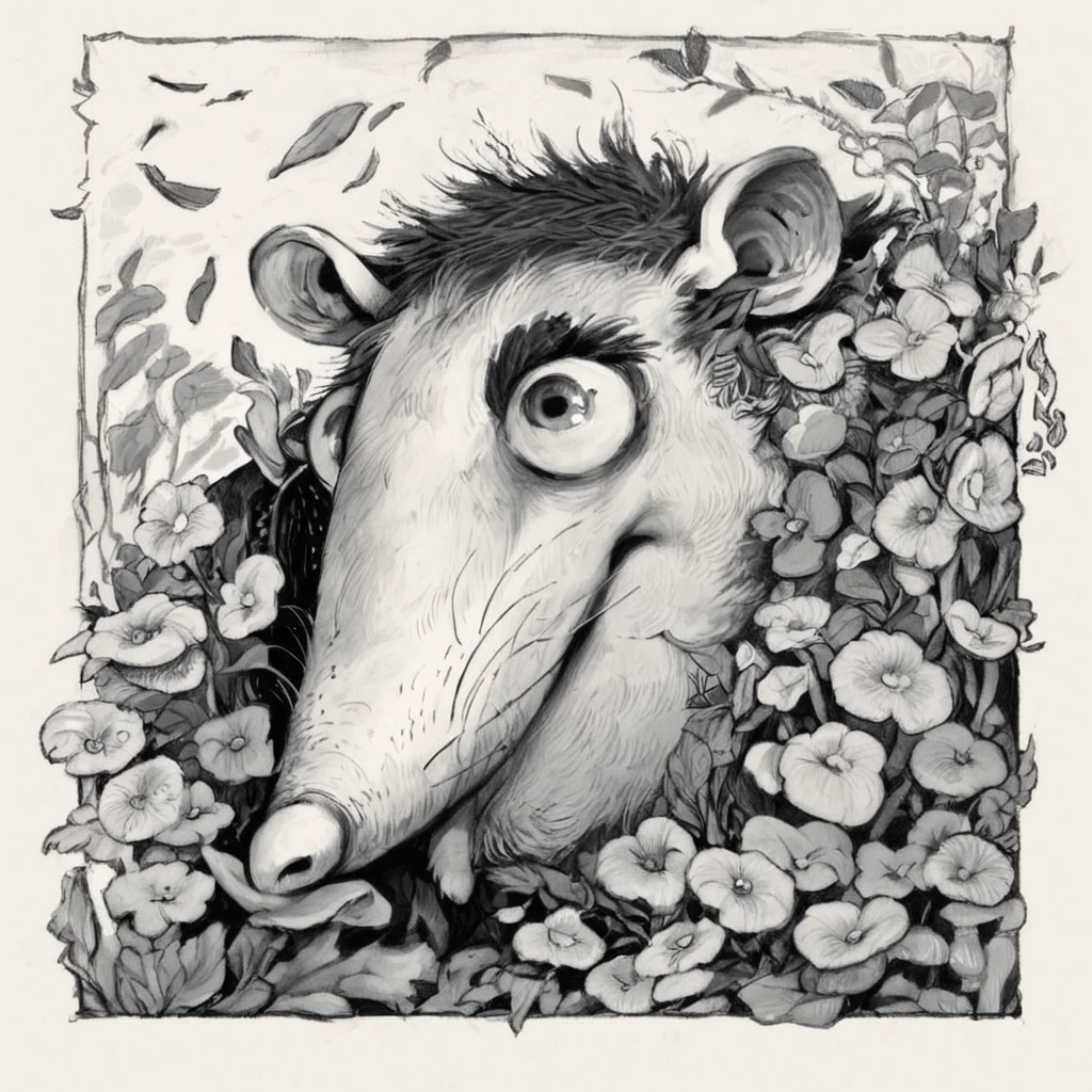 score_9, score_8_up, score_7_up, possum, monochrome, by arnold lobel <lora:LobelForPony:1>