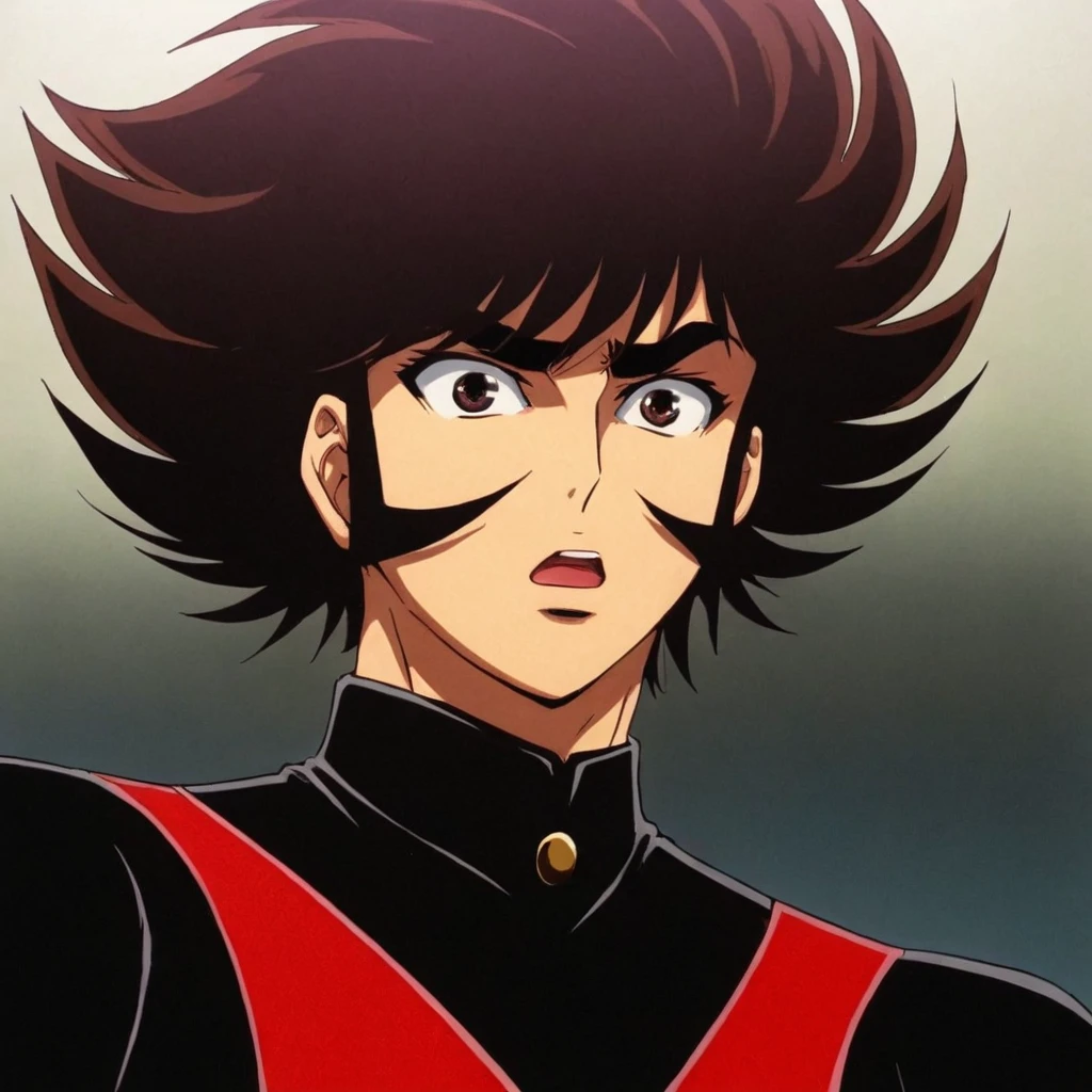 anime artwork of  <lora:Majinga style:1>
In anime manga universe, Daisuke Umon a cartoon of a man in a red and black outfit, animation style, cartoon, video animation, animated cartoon style, cinematic animation style, visual stunning, Majinga style, sensitive, solo, open mouth, brown hair, 1boy, closed eyes, male focus, tears, profile, parody, crying, retro artstyle, 1980s (style)
, anime style, key visual, vibrant, studio anime,  highly detailed