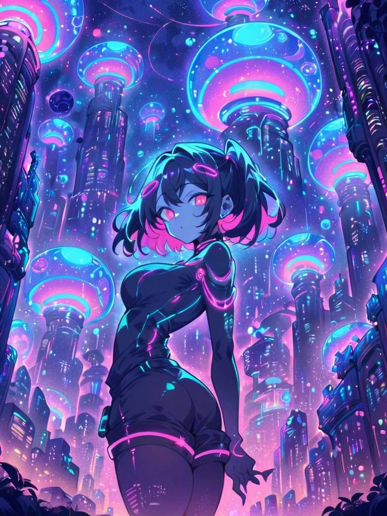 masterpiece,high resolution,
futuristic-city,1girl,solo,bubble design,city backround,night,neon,
,  <lora:futuristic_city-xl:0.6>