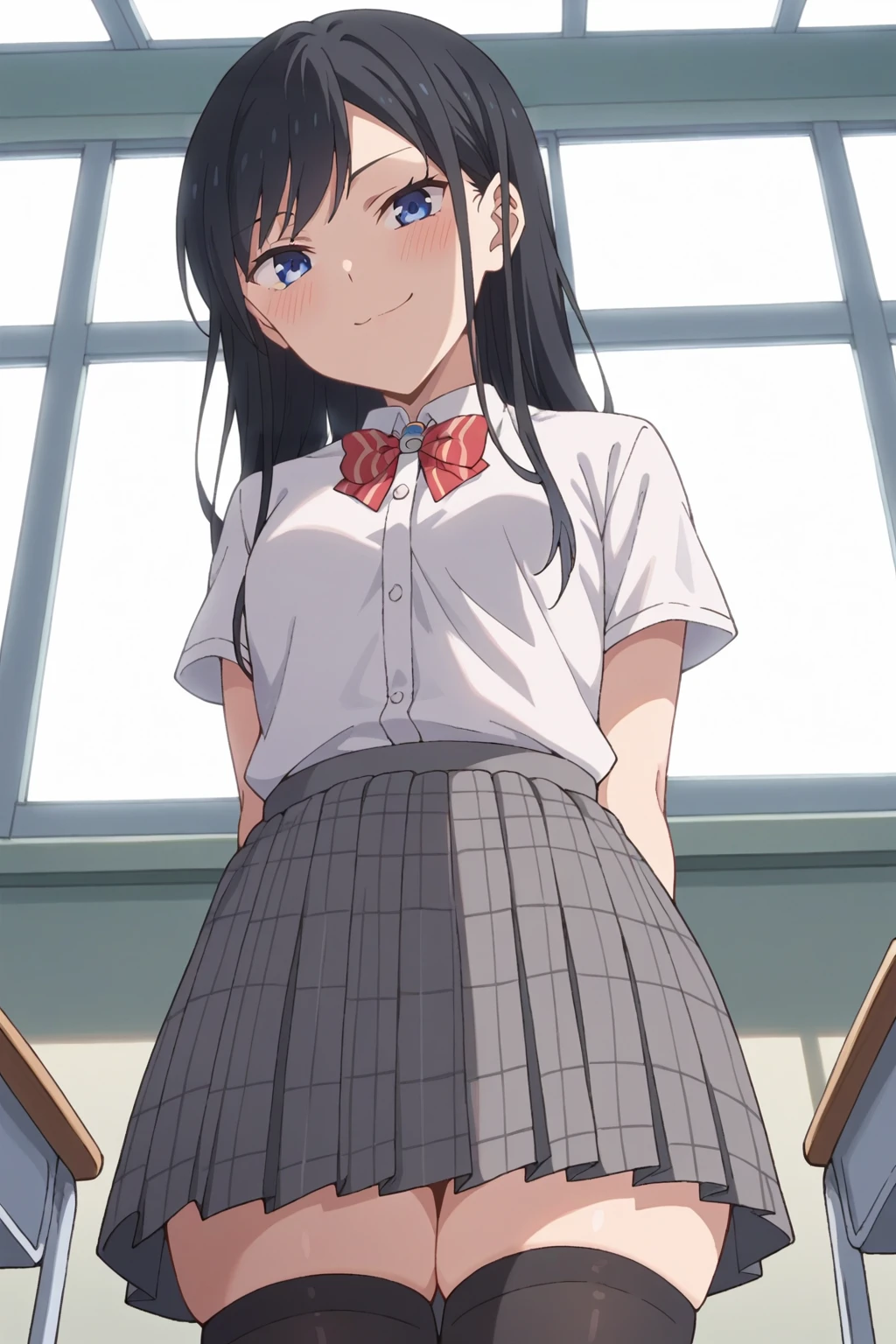 (((pixel-perfect, detail-perfect))), solo, 1girl, umi sonoda, school uniform, looking at viewer, smile