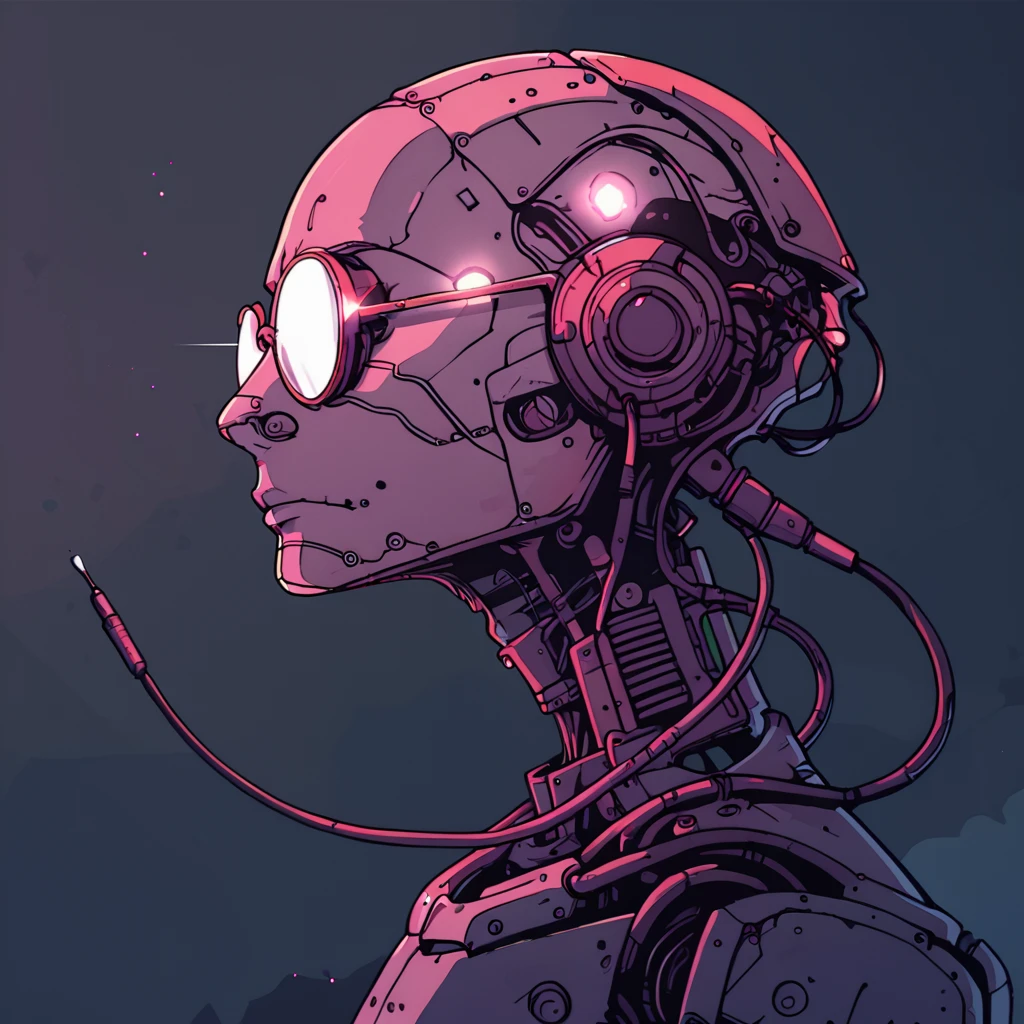 score_9,score_8_up,score_7_up, <lora:retro-neon-style:0.8>,
retro_neon, solo, glowing, cable, robot, no humans, from side, upper body,round glasses