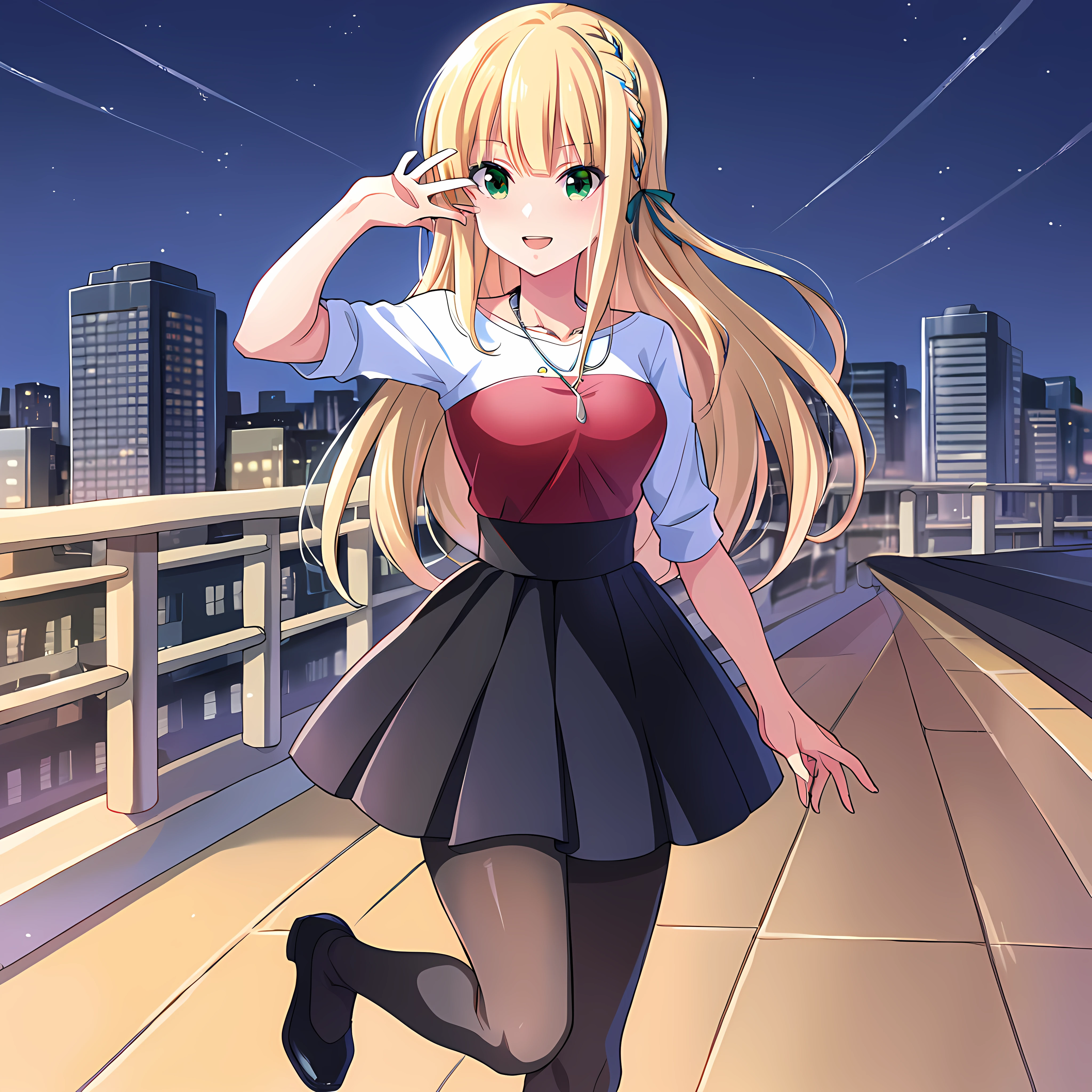 score_9,score_8,city,night,
1girl, solo, ichinoserei2, smile, icheri2 tube top, icheri2 shirt, icheri2 skirt, icheri2 pantyhose, icheri2 necklace, re2idoly hair ribbon, black footwear,